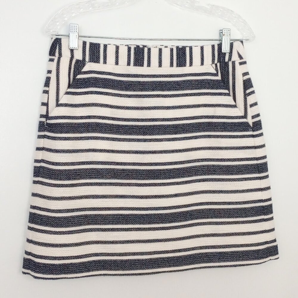Banana Republic Navy & White Striped Boucle Mini Skirt